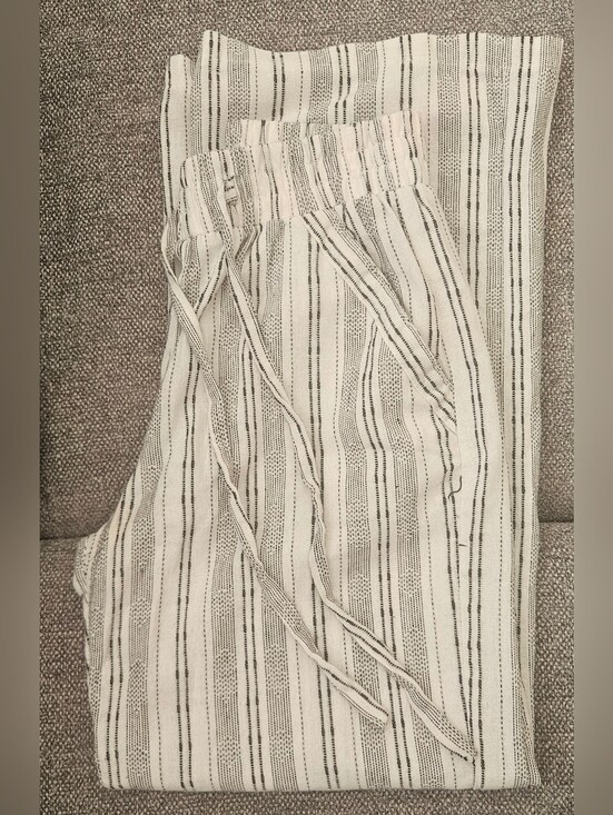 Sienna Sky Pants - Lightweight White and Black Striped Drawstring Pants